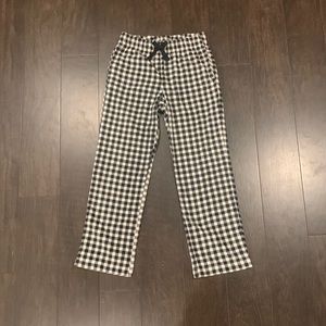Old Navy white and black plaid pajama pants.